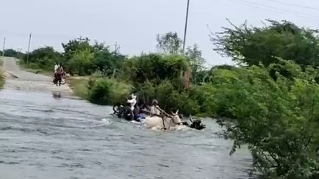 ನೀರಿನ ರಭಸಕ್ಕೆ ಹಳ್ಳದಲ್ಲಿ ಕೊಚ್ಚಿಹೋದ ಎತ್ತಿನ ಬಂಡಿ, ಎತ್ತು ಸೇರಿ ನಾಲ್ವರು ಏನಾದರು? ನೀರಿನ ರಭಸಕ್ಕೆ ಹಳ್ಳದಲ್ಲಿ ಕೊಚ್ಚಿಹೋದ ಎತ್ತಿನ ಬಂಡಿ, ಎತ್ತು ಸೇರಿ ನಾಲ್ವರು ಏನಾದರು?