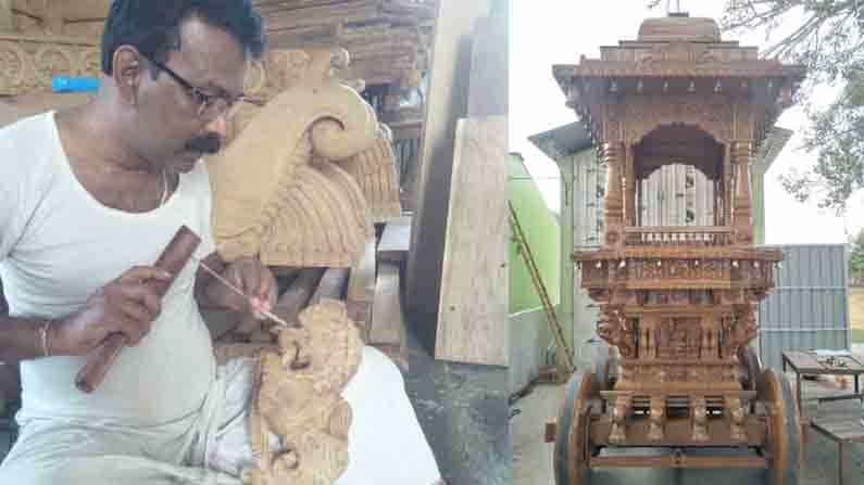 ಬಡಿಗೇರರ ‘ರಥ’ ಚಮತ್ಕಾರ; ಮನಮೋಹಕ ಕಲಾ ಕೆತ್ತನೆಗಾಗಿ ‘ಕಟ್ಟಿಗೆ ಮನೆ’ ಹುಡುಕಿ ಬರುತ್ತಿರುವ ಜನ ಬಡಿಗೇರರ ‘ರಥ’ ಚಮತ್ಕಾರ; ಮನಮೋಹಕ ಕಲಾ ಕೆತ್ತನೆಗಾಗಿ ‘ಕಟ್ಟಿಗೆ ಮನೆ’ ಹುಡುಕಿ ಬರುತ್ತಿರುವ ಜನ