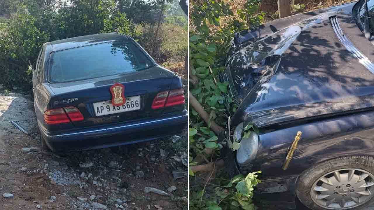 ಪೊದೆಗಪ್ಪಳಿಸಿದ ಬೆಂಜ್ ಕಾರು: ಕೂದಲೆಳೆ ಅಂತರದಲ್ಲಿ ಹಿಮಾಚಲ ಪ್ರದೇಶ ರಾಜ್ಯಪಾಲ ಬಂಡಾರು ಪಾರು
