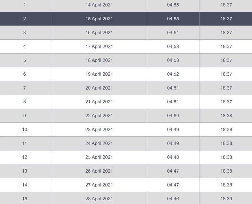 Ramdan Time table 