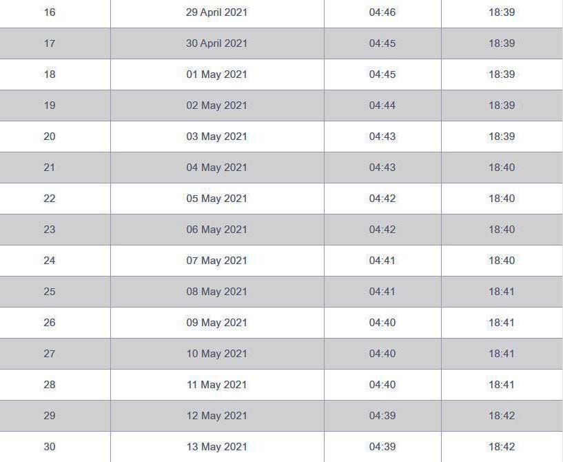 Ramdan Time table 