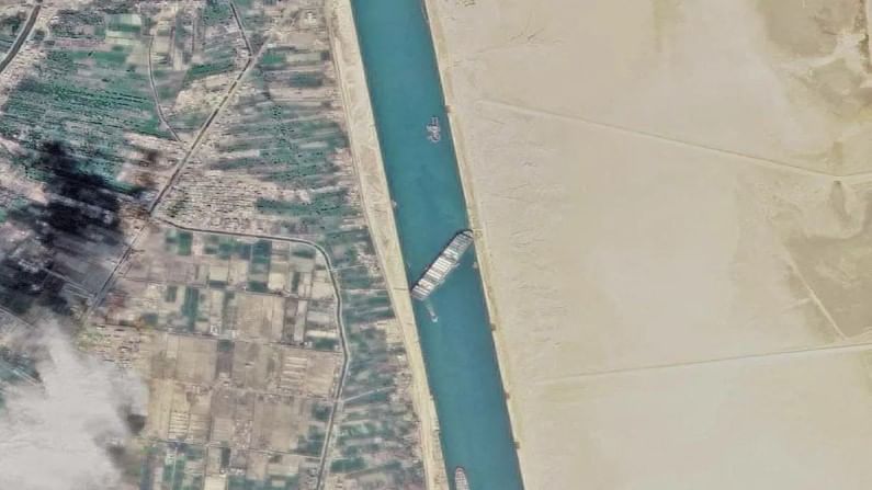 Ever Given Ship Suez Canal Satellite Photo