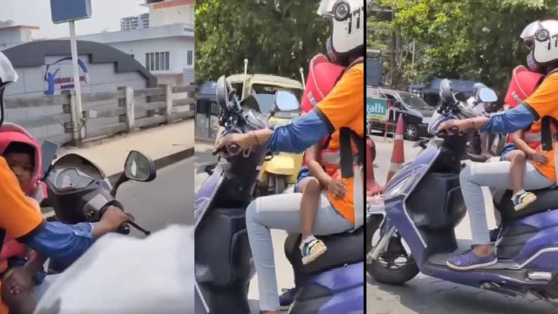 ಪುಟ್ಟ ಮಗಳನ್ನು ಕಾಂಗರೂ ಬ್ಯಾಗ್ನಲ್ಲಿರಿಸಿ ಸ್ಕೂಟರ್ ಓಡಿಸುತ್ತಿರುವ ಸ್ವಿಗ್ಗಿ ಡೆಲಿವರಿ ಮಹಿಳೆ; ವೈರಲ್ ವಿಡಿಯೊ ಹಿಂದಿದೆ ಮನಮಿಡಿಯುವ ಕಥೆ