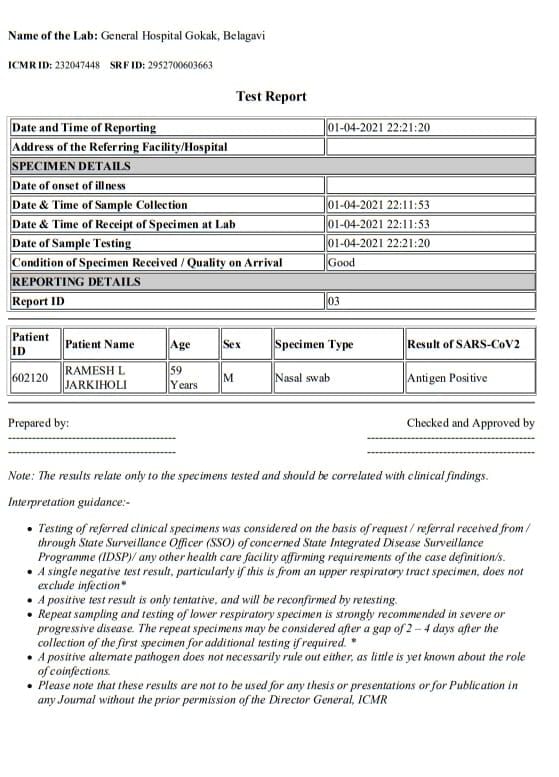 Ramesh Jarkihoi Corona Report