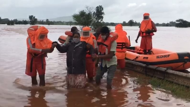 NDRF rescuing a Lady Belagavi