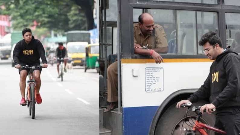 ‘ಮಾಸ್ಕ್ ಎಲ್ಲಿ ಸ್ವಾಮಿ?’ ಮುಖಗವಸು ಇಲ್ಲದೆ ಸೈಕಲ್ನಲ್ಲಿ ಬೆಂಗಳೂರು ಸುತ್ತಿದ ತೇಜಸ್ವಿ ಸೂರ್ಯಗೆ ಜನರ ಪ್ರಶ್ನೆ