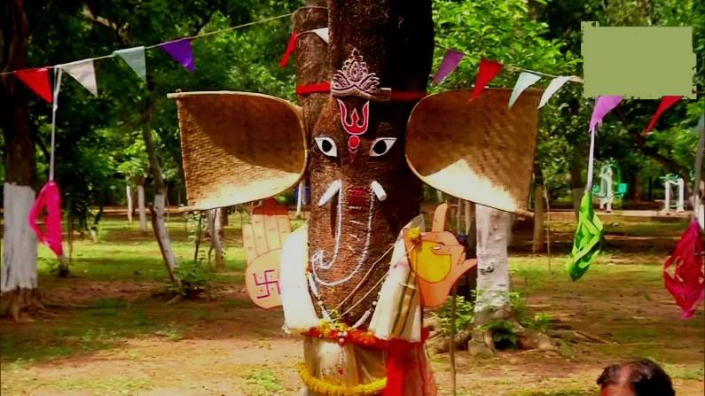 people worshipped a tree in the form of Lord Ganesha in Bhubaneswar Odisha 2