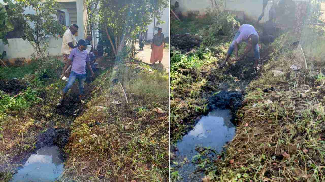 ಸುರಕ್ಷತೆ ವಹಿಸದೆ ಅಧಿಕಾರಿಗಳ ನಿರ್ಲಕ್ಷ್ಯ: ಬರಿಗೈನಿಂದಲೇ ಚರಂಡಿ ಸ್ವಚ್ಛಗೊಳಿಸಿದ ಪೌರ ಕಾರ್ಮಿಕರು