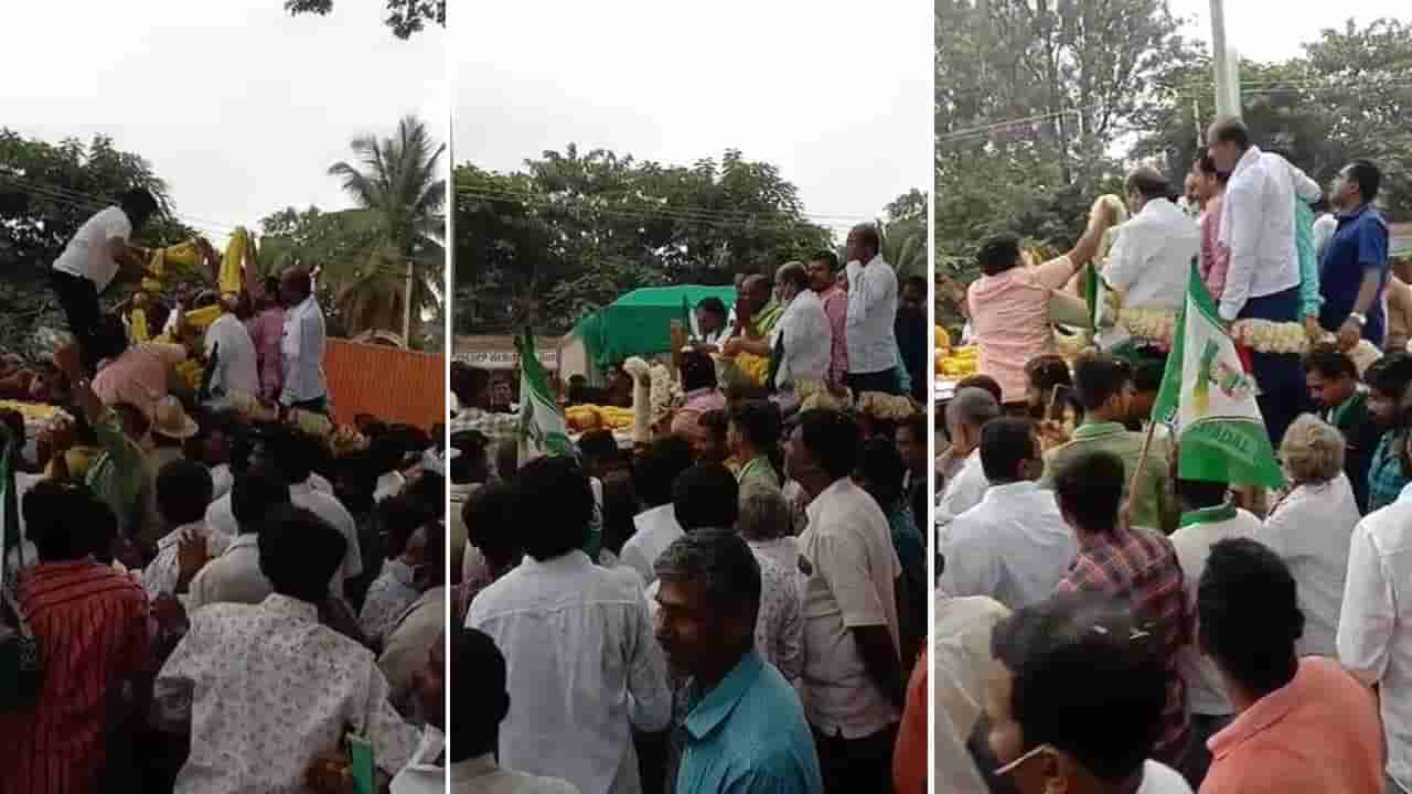 ದೇವನಹಳ್ಳಿ: ಹೆಚ್ಡಿ ಕುಮಾರಸ್ವಾಮಿಗೆ ಹಾರ ಹಾಕಲು ಹೋಗಿ 1 ಲಕ್ಷ ರೂ. ಕಳೆದುಕೊಂಡ ಹೂವಿನ ವ್ಯಾಪಾರಿ