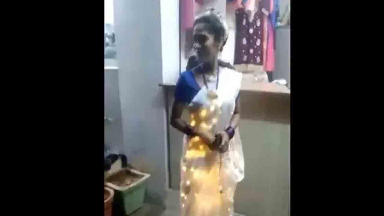 Viral Video: ಮಹಿಳೆಯರೇ ಗಮನಿಸಿ! ಲೈಟಿಂಗ್ ಸೀರೆ ಉಟ್ಟು ಓಡಾಡುತ್ತಾ ಮಿರಿ ಮಿರಿ ಮಿಂಚಿದ ಯುವತಿ; ವಿಡಿಯೊ ಫುಲ್ ವೈರಲ್