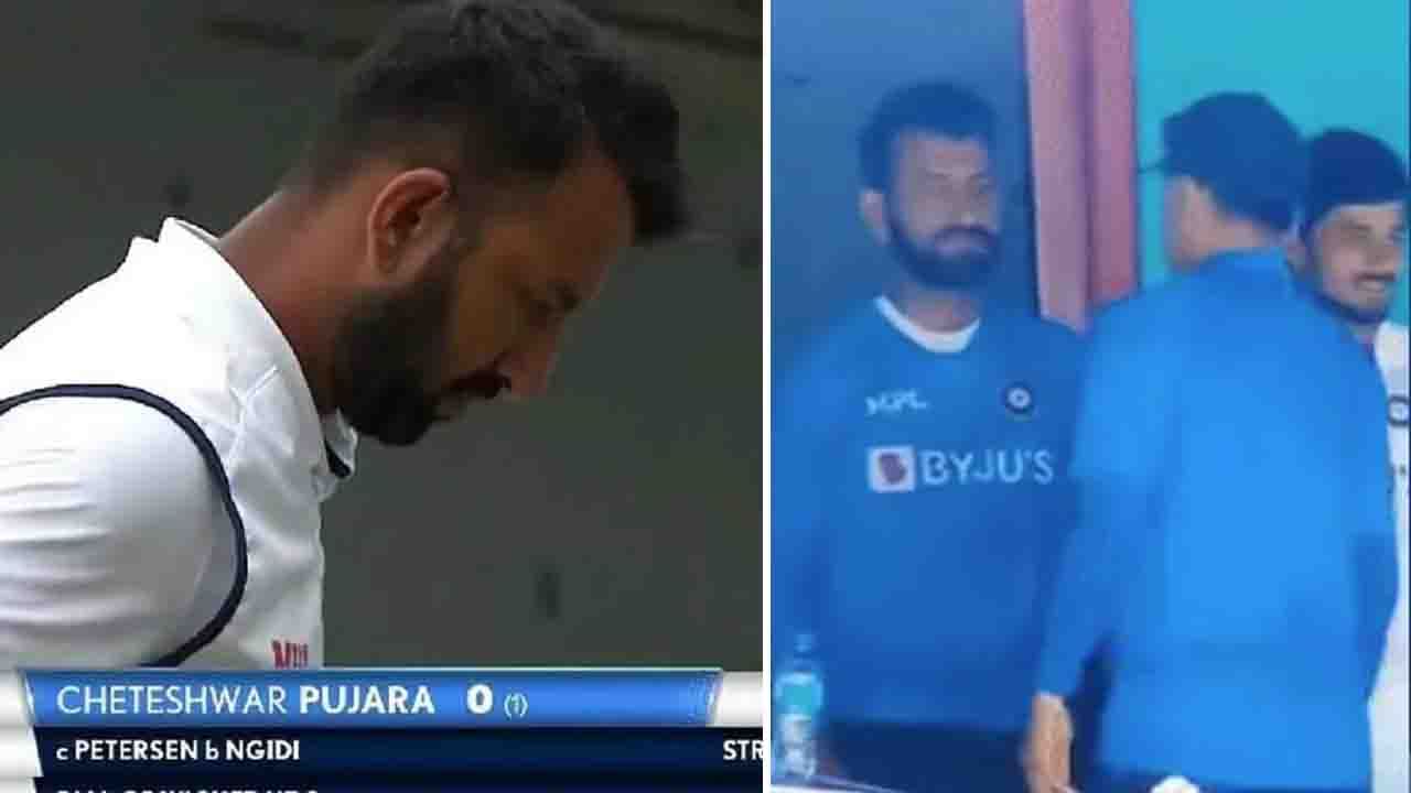 Cheteshwar Pujara: ಸೊನ್ನೆಗೆ ಔಟಾಗಿ ಪೆವಿಲಿಯನ್​ಗೆ ಬಂದ ಪೂಜಾರಗೆ ದ್ರಾವಿಡ್ ಮಾಡಿದ್ದೇನು ನೋಡಿ