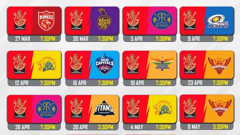 IPL 2022: ರಂಗೀನ್ ಕ್ರಿಕೆಟ್ ಟೂರ್ನಿ ಐಪಿಎಲ್ನ ಸಂಪೂರ್ಣ ವೇಳಾಪಟ್ಟಿ ಹೀಗಿದೆ