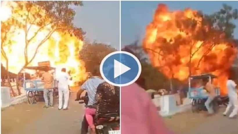 Viral Video: ದೇವಸ್ಥಾನದ ಹೊರಗೆ ಬೆಂಕಿ ಹೊತ್ತಿಕೊಂಡು ಹೊಸ ರಾಯಲ್ ಎನ್ಫೀಲ್ಡ್ ಬೈಕ್ ಸ್ಫೋಟ