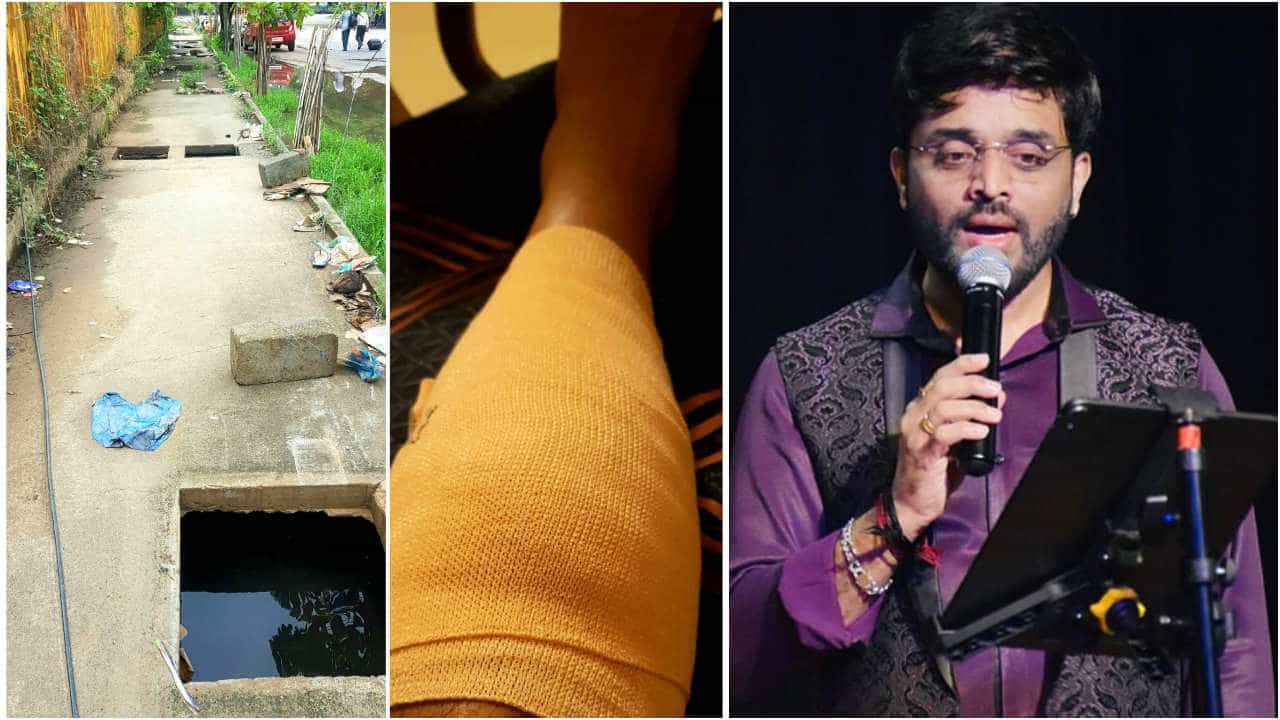 ಫುಟ್ಪಾತ್ ಗುಂಡಿಗೆ ಬಿದ್ದು ಖ್ಯಾತ ಗಾಯಕ ಅಜಯ್ ವಾರಿಯರ್ಗೆ ಗಾಯ; ಬಿಬಿಎಂಪಿ ವಿರುದ್ಧ ಅಸಮಾಧಾನ ಫುಟ್ಪಾತ್ ಗುಂಡಿಗೆ ಬಿದ್ದು ಖ್ಯಾತ ಗಾಯಕ ಅಜಯ್ ವಾರಿಯರ್ಗೆ ಗಾಯ; ಬಿಬಿಎಂಪಿ ವಿರುದ್ಧ ಅಸಮಾಧಾನ