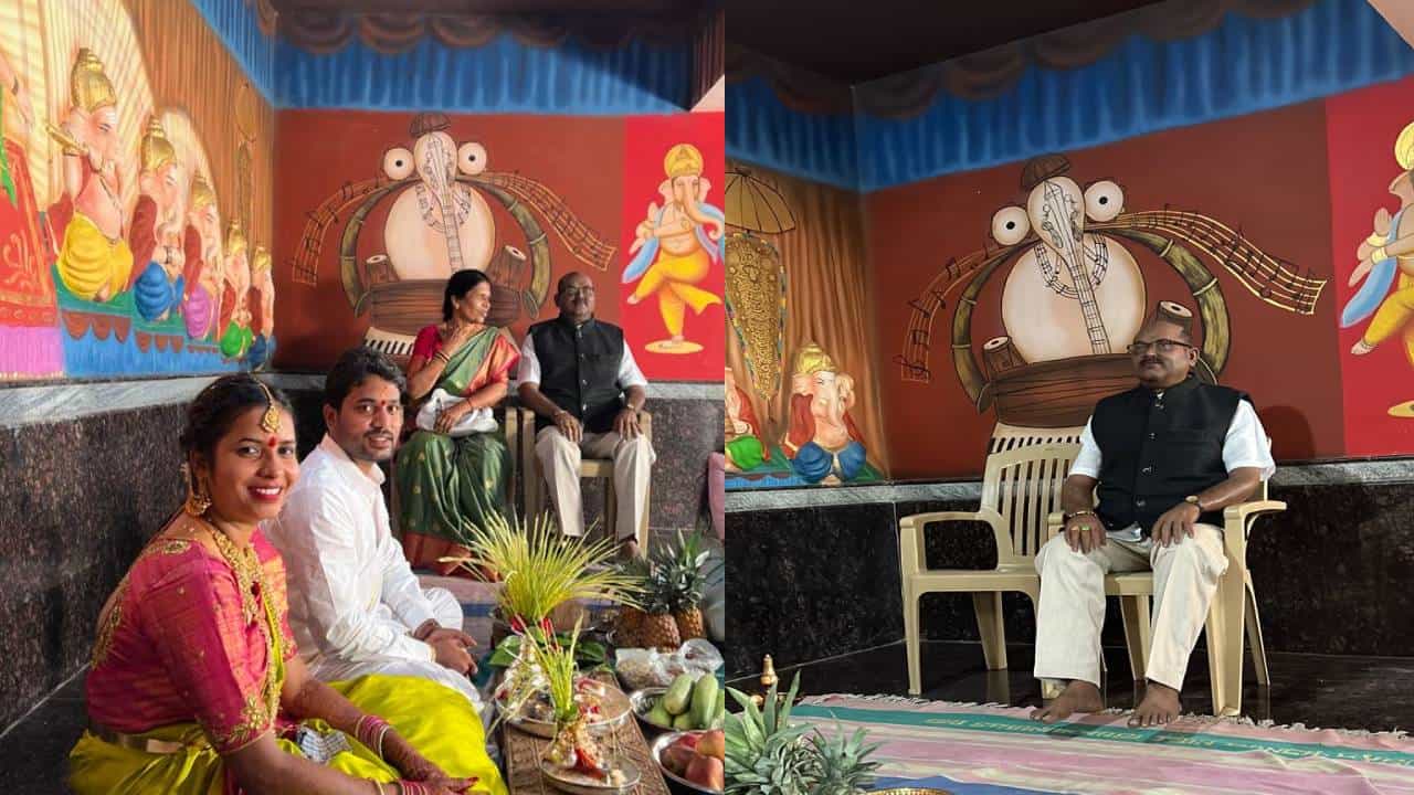 ತಂದೆಯ ಮೇಣದ ಪ್ರತಿಮೆ ಮುಂದೆ ಮದುವೆ ಶಾಸ್ತ್ರಕ್ಕೆ ಕುಳಿತ ವರ: ಮೈಸೂರಲ್ಲೊಂದು ಅಪರೂಪ ಮದುವೆ ತಂದೆಯ ಮೇಣದ ಪ್ರತಿಮೆ ಮುಂದೆ ಮದುವೆ ಶಾಸ್ತ್ರಕ್ಕೆ ಕುಳಿತ ವರ: ಮೈಸೂರಲ್ಲೊಂದು ಅಪರೂಪ ಮದುವೆ