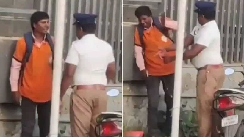 ಟ್ರಾಫಿಕ್ ಪೊಲೀಸ್ ಸ್ವಿಗ್ಗಿ ಡೆಲಿವರಿ ಬಾಯ್ಗೆ ಕಪಾಳಮೋಕ್ಷ ಮಾಡಿ ಹಲ್ಲೆ ನಡೆಸಿರುವ ವಿಡಿಯೋ ವೈರಲ್