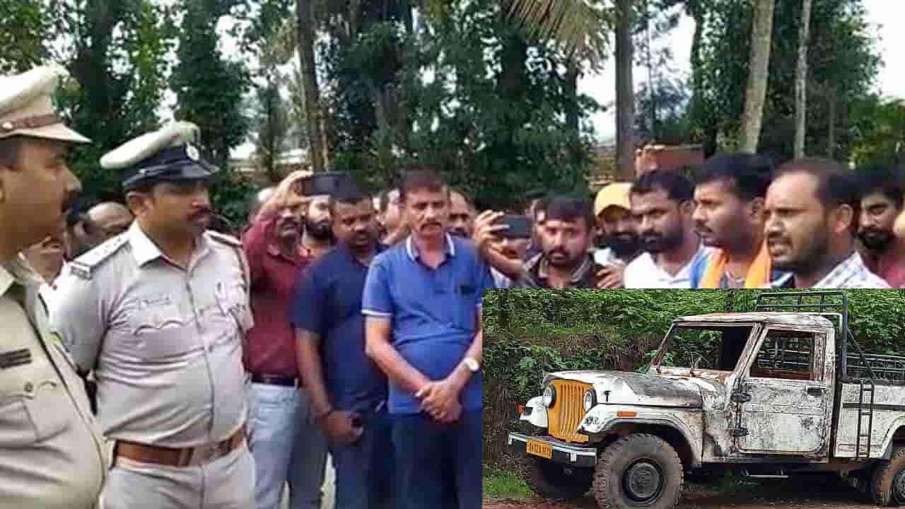 ತಪ್ಪಿಸಿಕೊಳ್ಳುವ ಯತ್ನದಲ್ಲಿ ಅಪಘಾತ, ಗೋ ಕಳ್ಳತನಕ್ಕೆ ಯತ್ನಿಸುತ್ತಿದ್ದ ಜೀಪ್ ಧಗ ಧಗ