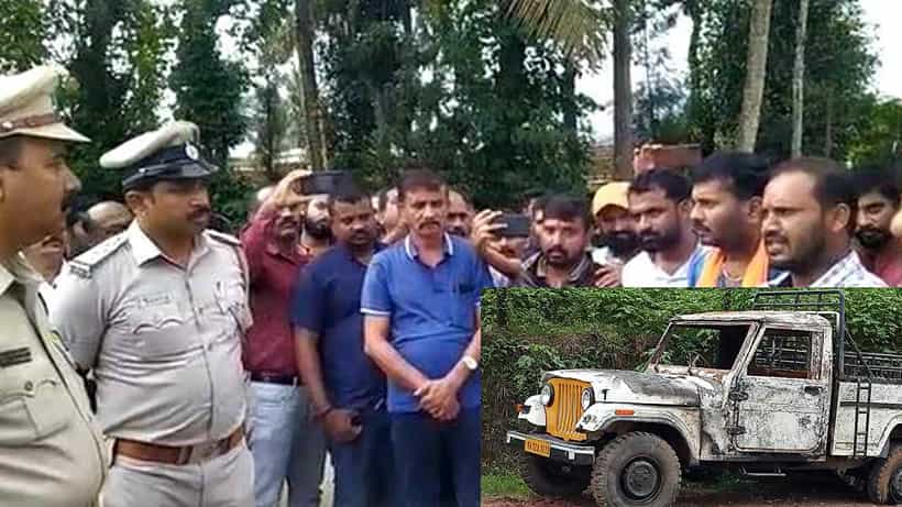 ತಪ್ಪಿಸಿಕೊಳ್ಳುವ ಯತ್ನದಲ್ಲಿ ಅಪಘಾತ, ಗೋ ಕಳ್ಳತನಕ್ಕೆ ಯತ್ನಿಸುತ್ತಿದ್ದ ಜೀಪ್ ಧಗ ಧಗ