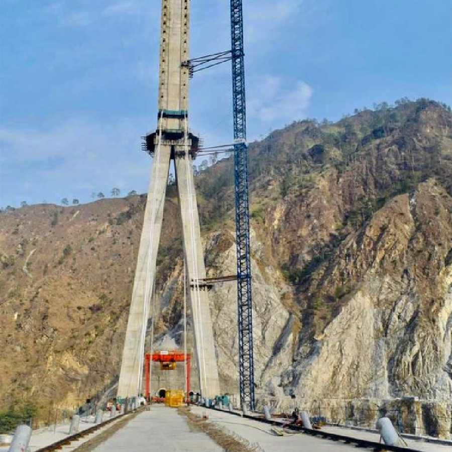 Construction of India's first cable railway bridge Here are some photos