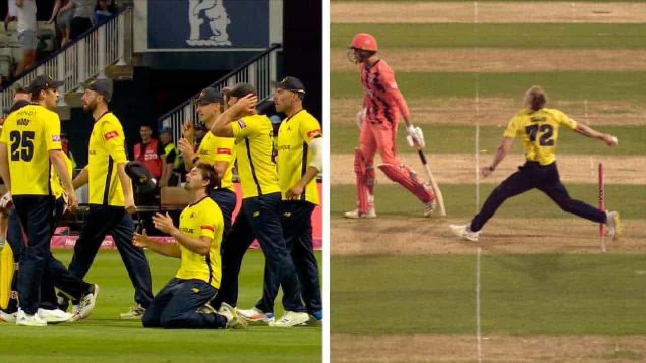 T20 Blast Final: ರಣರೋಚಕ ಫೈನಲ್: ಗೆದ್ದು ಸಂಭ್ರಮಿಸಿದ ಬಳಿಕ ಅಂಪೈರ್ ನೋಬಾಲ್ ಅಂದ್ರು..! T20 Blast Final: ರಣರೋಚಕ ಫೈನಲ್: ಗೆದ್ದು ಸಂಭ್ರಮಿಸಿದ ಬಳಿಕ ಅಂಪೈರ್ ನೋಬಾಲ್ ಅಂದ್ರು..!