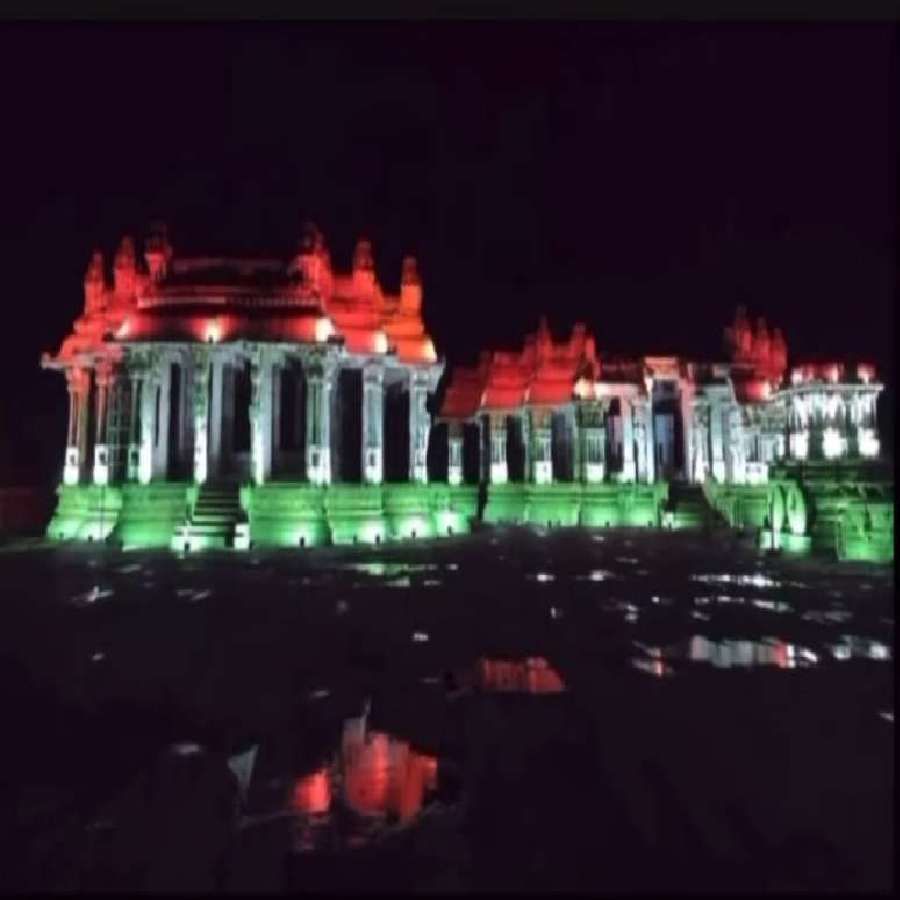 Tricolor lighting to Vijayanagar Hampi