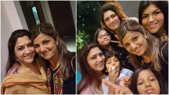 ರಂಭಾ ಫ್ಯಾಮಿಲಿ ಜತೆ ಖುಷ್ಬೂ ಪೋಸ್​; ಹಳೇ ಗೆಳೆತಿ ಭೇಟಿ ಮಾಡಿ ಖುಷಿಪಟ್ಟ ‘ರಣಧೀರ’ ಚೆಲುವೆ