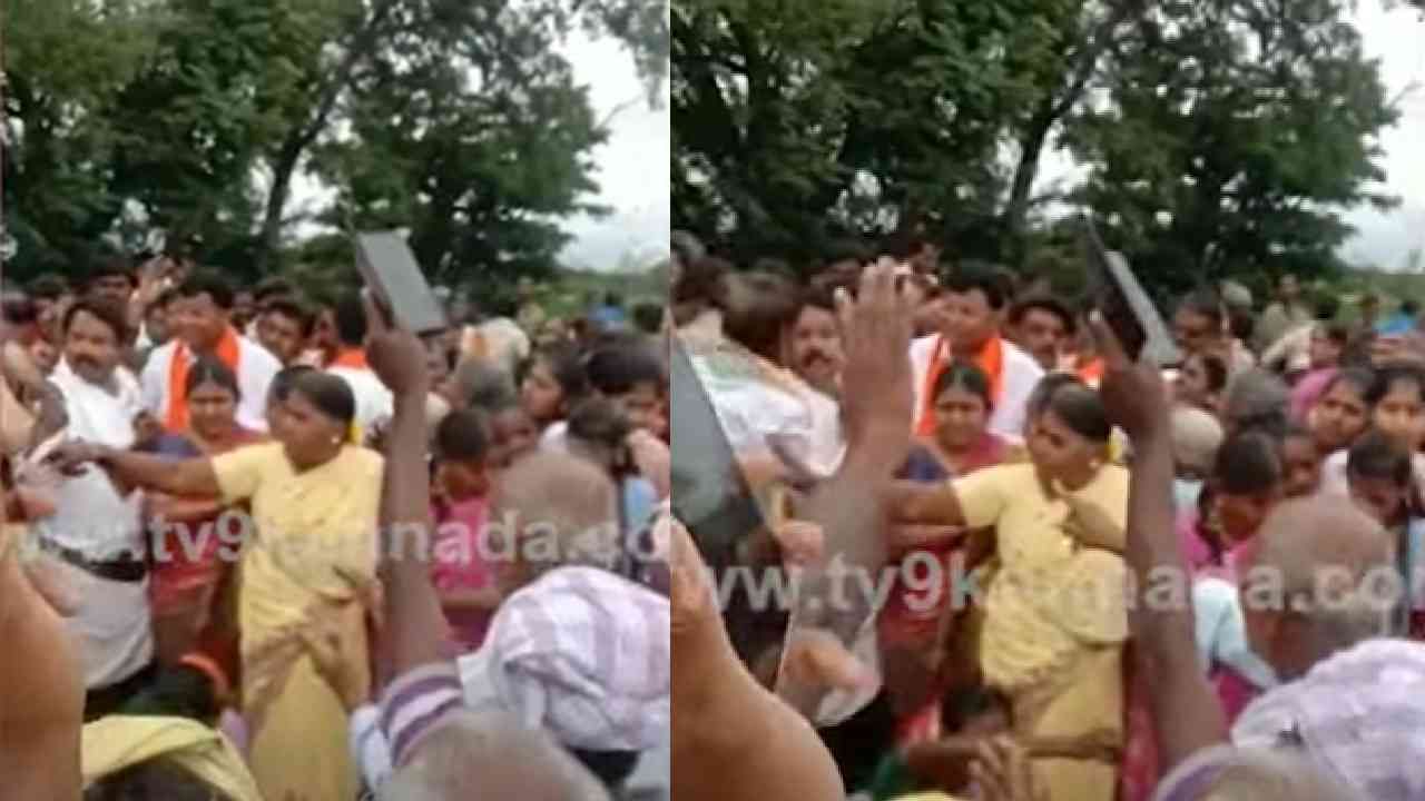 ಬಿಜೆಪಿ ಶಾಸಕ ರಾಜೇಶ್ ಗೌಡಗೆ ಗ್ರಾಮಸ್ಥರಿಂದ ಘೇರಾವ್; ಹಂದಿಕುಂಟೆ ಗ್ರಾಮಸ್ಥರಿಂದಲೇ ಬಾಗಿನ ಅರ್ಪಣೆ