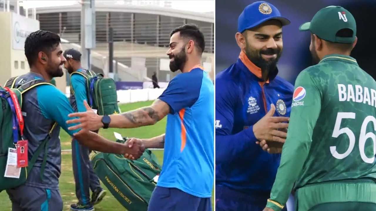 Virat Kohli: ಅಭ್ಯಾಸದ ವೇಳೆ ಮೈದಾನದಲ್ಲಿ ಮುಖಾಮುಖಿಯಾದ ವಿರಾಟ್ ಕೊಹ್ಲಿ-ಬಾಬರ್ ಅಜಮ್