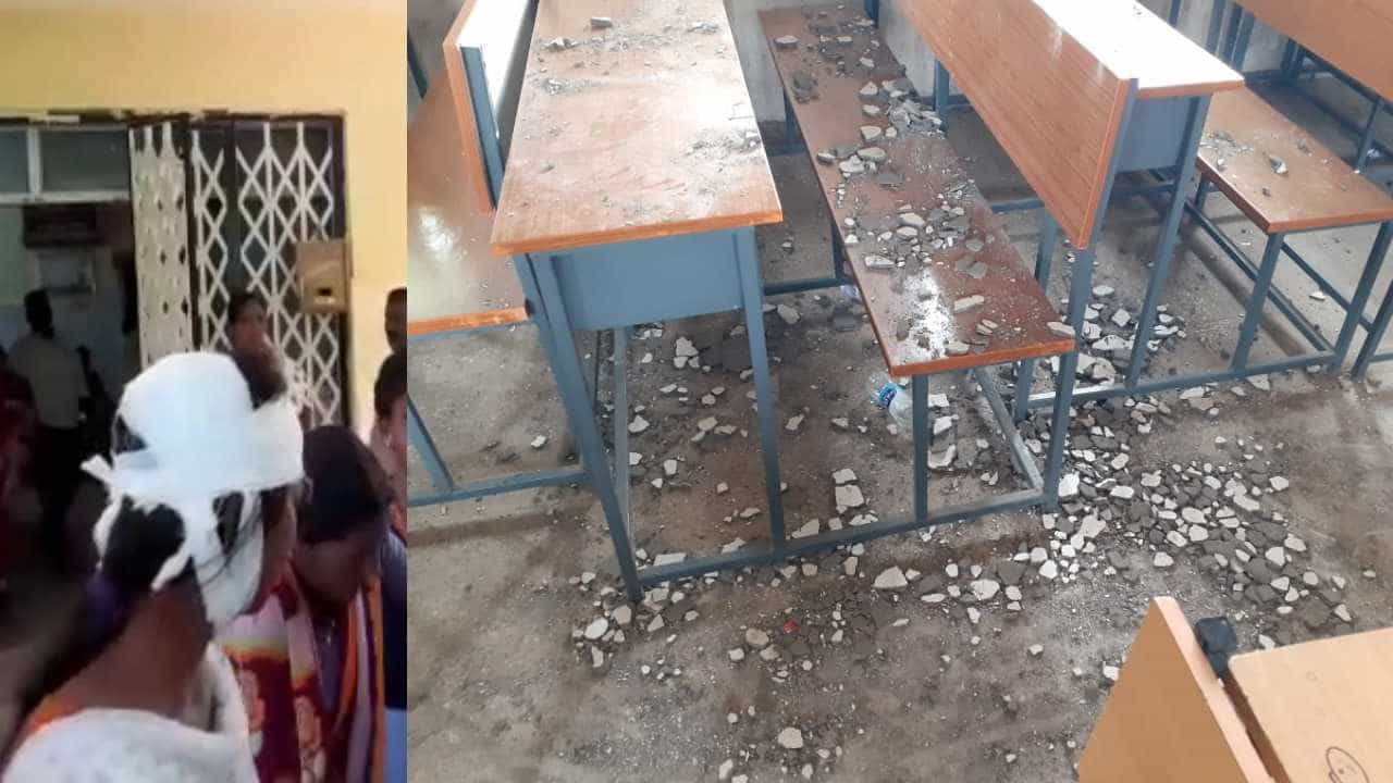 ಕಲಬುರಗಿಯಲ್ಲಿ ಭಾರೀ ಮಳೆ: ಕಾಲೇಜು ಕಟ್ಟಡದ ಮೇಲ್ಛಾವಣಿ ಕುಸಿದು ವಿದ್ಯಾರ್ಥಿನಿಯರಿಗೆ ಗಂಭೀರ ಗಾಯ ಕಲಬುರಗಿಯಲ್ಲಿ ಭಾರೀ ಮಳೆ: ಕಾಲೇಜು ಕಟ್ಟಡದ ಮೇಲ್ಛಾವಣಿ ಕುಸಿದು ವಿದ್ಯಾರ್ಥಿನಿಯರಿಗೆ ಗಂಭೀರ ಗಾಯ
