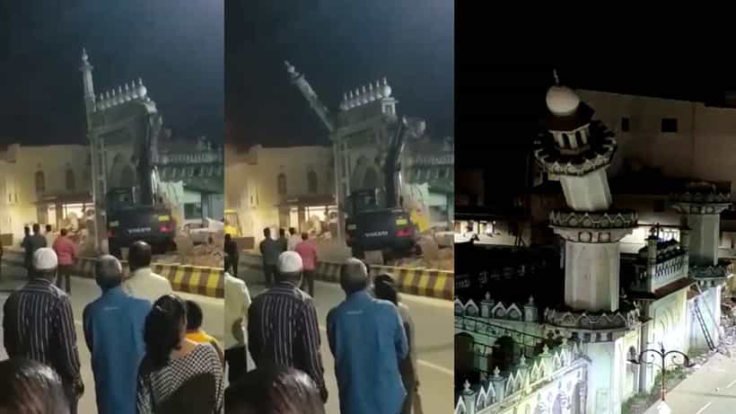 ಮೈಸೂರಿನಲ್ಲಿ ರಸ್ತೆ ಅಗಲೀಕರಣಕ್ಕೆ ಸಮಸ್ಯೆಯಾಗಿದ್ದ ಮಸೀದಿ ಗೋಪುರ ತೆರವು