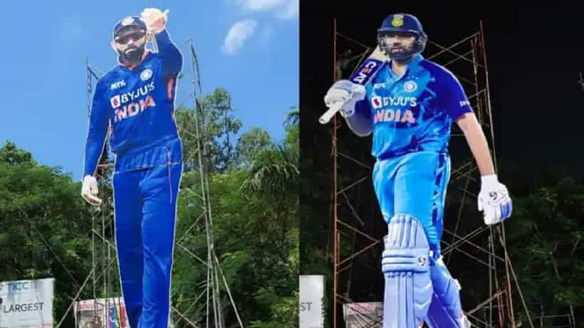 ಫ್ಯಾನ್ ಫೈಟ್: ಕೊಹ್ಲಿಯ ಬೆನ್ನಲ್ಲೇ ಹಿಟ್ಮ್ಯಾನ್ 100 ಅಡಿ ಕಟೌಟ್ ನಿಲ್ಲಿಸಿದ ಅಭಿಮಾನಿಗಳು..!