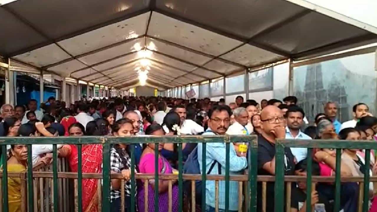 ಹಾಸನಾಂಬೆಯ ದರ್ಶನ ಭಾಗ್ಯ: ಕಿಲೋಮೀಟರ್​ ವ್ಯಾಪಿಸಿದ ಭಕ್ತರ ಸರದಿಯ ಸಾಲು