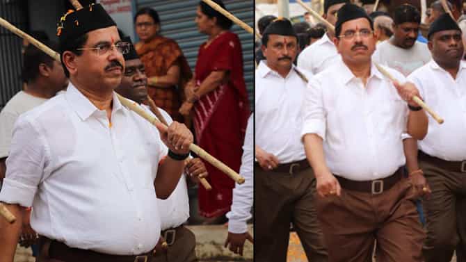 ವಿಜಯದಶಮಿ ಪ್ರಯುಕ್ತ ಹುಬ್ಬಳ್ಳಿಯಲ್ಲಿ ಆರ್​ಎಸ್​ಎಸ್​​ ಪಥಸಂಚಲನ: ಗಣವೇಶ ತೊಟ್ಟು ಭಾಗಿಯಾದ ಕೇಂದ್ರ ಸಚಿವ ಪ್ರಲ್ಹಾದ್ ಜೋಶಿ