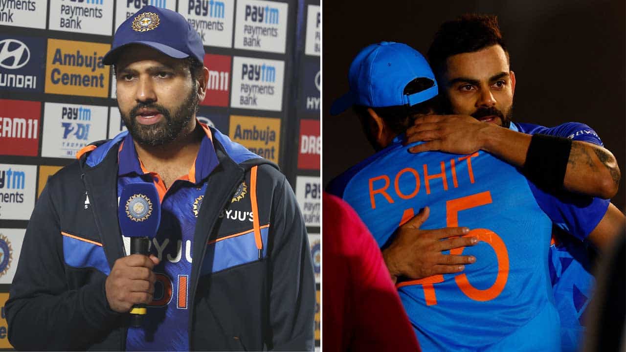 Rohit Sharma: ಪಂದ್ಯ ಮುಗಿದ ಬಳಿಕ ಕೊಹ್ಲಿ ಬಗ್ಗೆ ರೋಹಿತ್ ಶರ್ಮಾ ಆಡಿದ ಮಾತುಗಳೇನು ಗೊತ್ತೇ? Rohit Sharma: ಪಂದ್ಯ ಮುಗಿದ ಬಳಿಕ ಕೊಹ್ಲಿ ಬಗ್ಗೆ ರೋಹಿತ್ ಶರ್ಮಾ ಆಡಿದ ಮಾತುಗಳೇನು ಗೊತ್ತೇ?