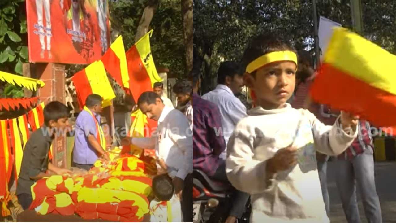 Kannada Rajyotsava: ಬೆಳಗಾವಿಯಲ್ಲಿ ಕನ್ನಡ ಬಾವುಟ ಹಾರಿಸೋಕೆ ನಿಂತ ಪುಟ್ಟ ಪೋರ