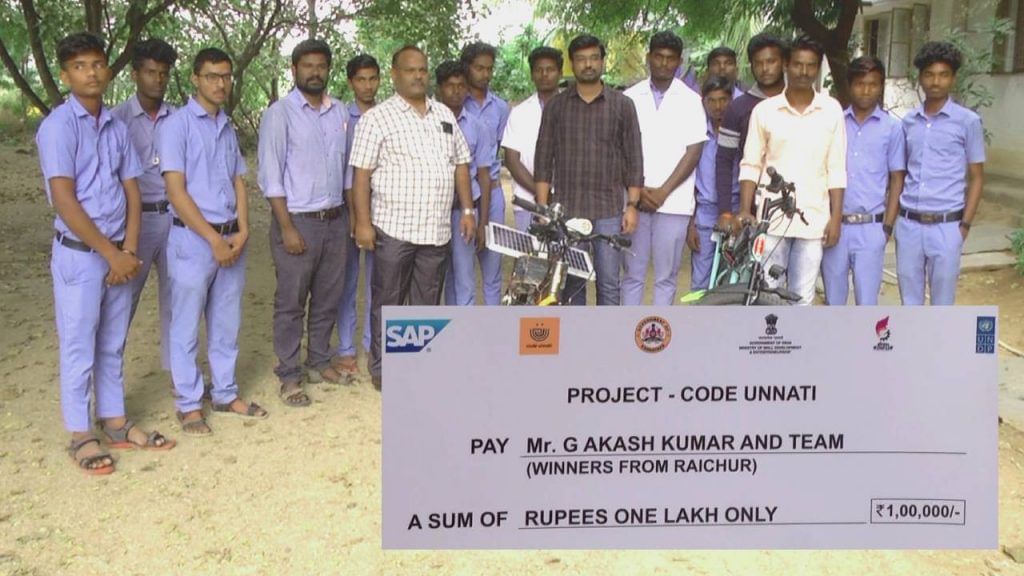 Raichur Manvi Basava ITI students lead by Akash invent Solar Cycle 