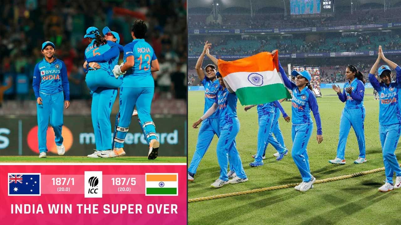Super Over: ಭಾರತ-ಆಸ್ಟ್ರೇಲಿಯಾ 2ನೇ ಟಿ20 ಟೈ: ರೋಚಕ ಸೂಪರ್ ಓವರ್ನಲ್ಲಿ ಗೆದ್ದ ಕೌರ್ ಪಡೆ Super Over: ಭಾರತ-ಆಸ್ಟ್ರೇಲಿಯಾ 2ನೇ ಟಿ20 ಟೈ: ರೋಚಕ ಸೂಪರ್ ಓವರ್ನಲ್ಲಿ ಗೆದ್ದ ಕೌರ್ ಪಡೆ
