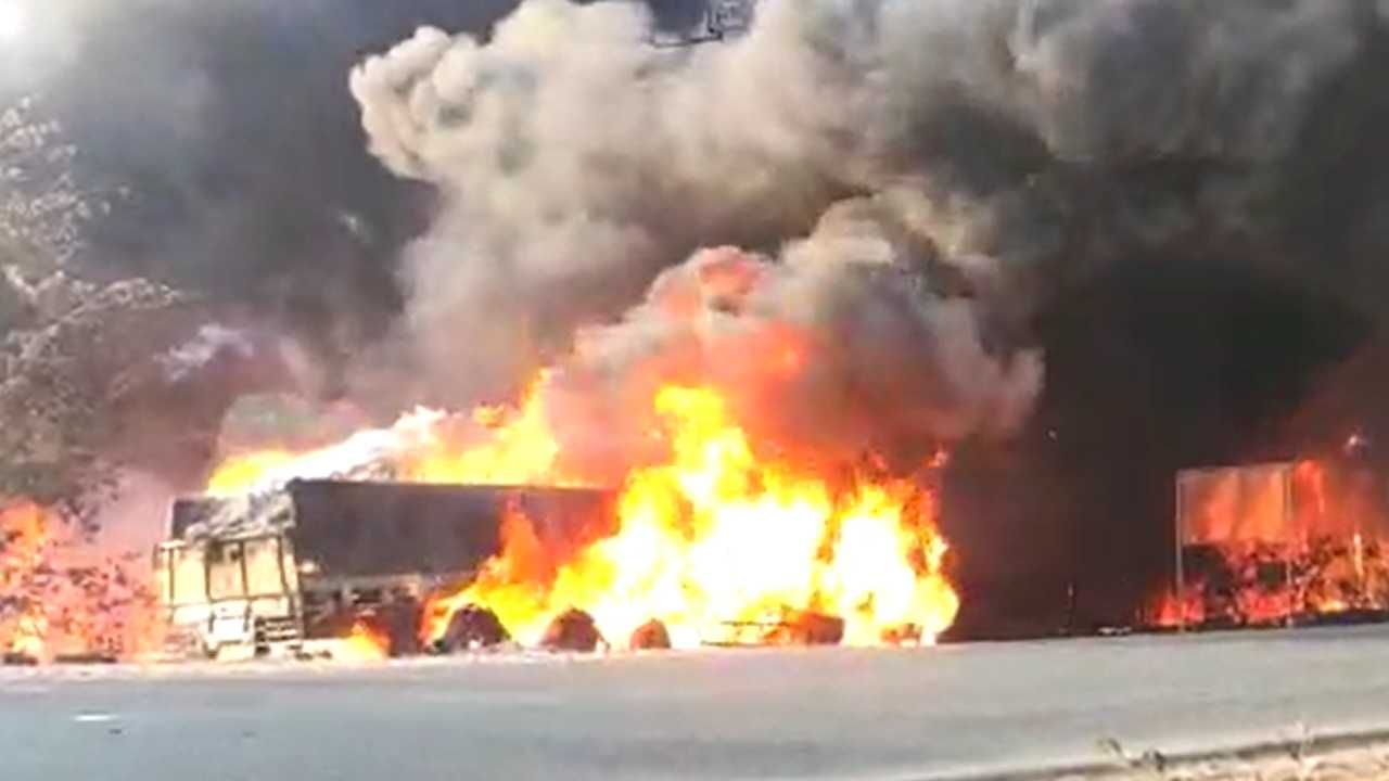 Ankola lorry Fire