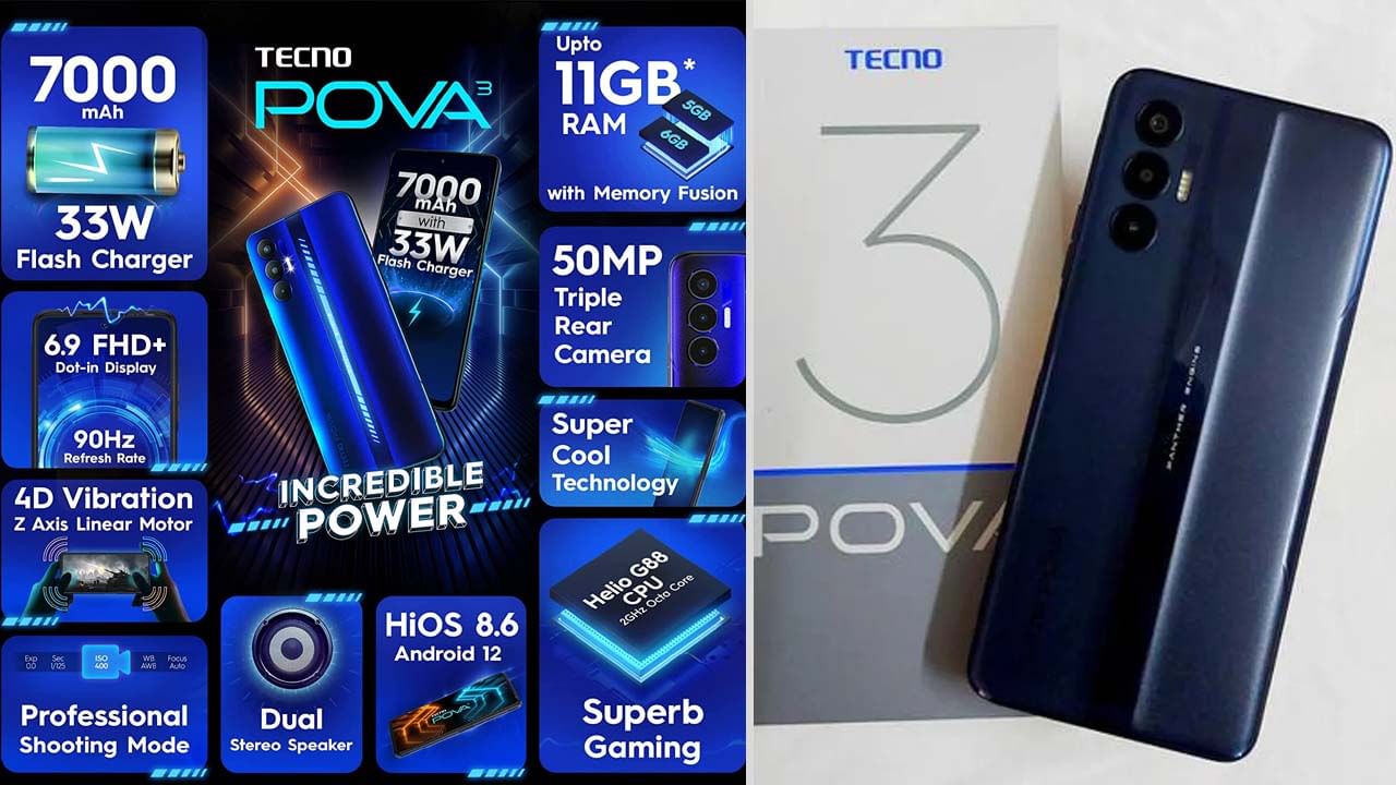 Tecno Pova 3: 7000mAh ಬ್ಯಾಟರಿ, 50MP ಕ್ಯಾಮೆರಾ: ಕೇವಲ 9,999 ರೂ. ಗೆ ಖರೀದಿಸಿ ಟೆಕ್ನೋ ಪೊವಾ 3 ಸ್ಮಾರ್ಟ್ಫೋನ್ Tecno Pova 3: 7000mAh ಬ್ಯಾಟರಿ, 50MP ಕ್ಯಾಮೆರಾ: ಕೇವಲ 9,999 ರೂ. ಗೆ ಖರೀದಿಸಿ ಟೆಕ್ನೋ ಪೊವಾ 3 ಸ್ಮಾರ್ಟ್ಫೋನ್