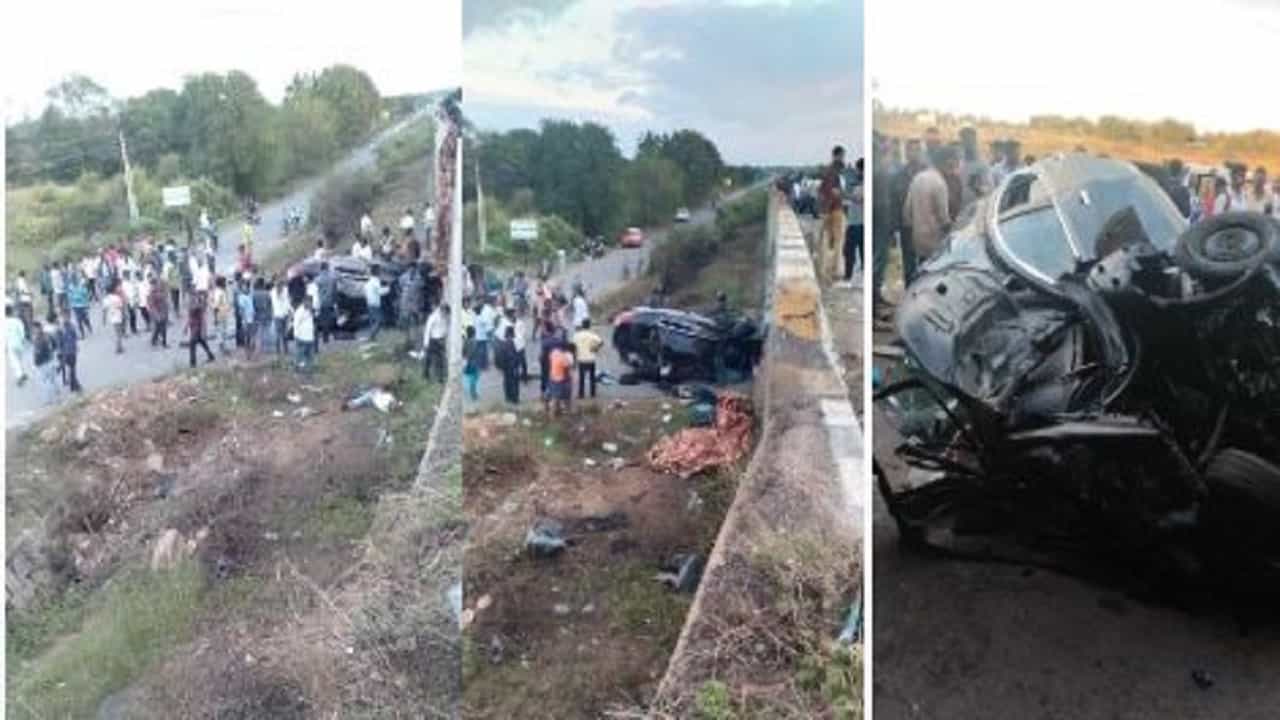 ತುಮಕೂರು: NH 48ರಲ್ಲಿ ಸೇತುವೆಗೆ ಡಿಕ್ಕಿಯಾಗಿ ಕೆಳಗೆಬಿದ್ದ ಕಾರು, ಮೂವರ ಸಾವು ತುಮಕೂರು: NH 48ರಲ್ಲಿ ಸೇತುವೆಗೆ ಡಿಕ್ಕಿಯಾಗಿ ಕೆಳಗೆಬಿದ್ದ ಕಾರು, ಮೂವರ ಸಾವು