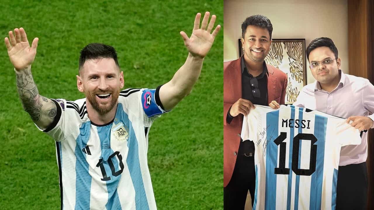 Lionel Messi, Jay Shah: ಲಿಯೋನೆಲ್ ಮೆಸ್ಸಿ ಕಡೆಯಿಂದ ಜಯ್ ಶಾಗೆ ವಿಶೇಷ ಗಿಫ್ಟ್ Lionel Messi, Jay Shah: ಲಿಯೋನೆಲ್ ಮೆಸ್ಸಿ ಕಡೆಯಿಂದ ಜಯ್ ಶಾಗೆ ವಿಶೇಷ ಗಿಫ್ಟ್