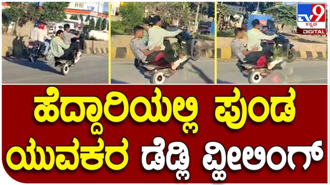 ಸೋಶಿಯಲ್​ ಮೀಡಿಯಾದಲ್ಲಿ ಲೈಕ್ಸ್​ಗಾಗಿ ಡೆಡ್ಲಿ ಬೈಕ್​ ವ್ಹೀಲಿಂಗ್ ಮಾಡಿದ ಯುವಕರು: ಇಲ್ಲಿದೆ ವಿಡಿಯೋ