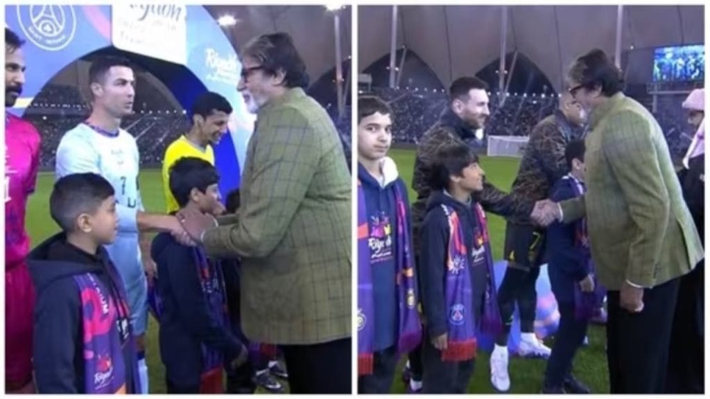 Bollywood megastar Amitabh Bachchan meet Lionel Messi Cristiano Ronaldo and Kylian Mbappe in Riyadh