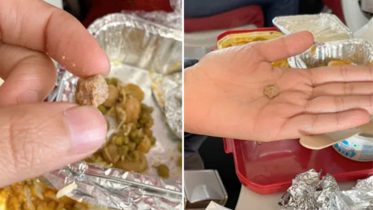 Air India: ಏರ್ ಇಂಡಿಯಾ ಸಂಸ್ಥೆಯಿಂದ ಮತ್ತೊಂದು ಎಡವಟ್ಟು, ವಿಮಾನದಲ್ಲಿ ನೀಡಿದ ಊಟದಲ್ಲಿ ಕಲ್ಲು ಪತ್ತೆ Air India: ಏರ್ ಇಂಡಿಯಾ ಸಂಸ್ಥೆಯಿಂದ ಮತ್ತೊಂದು ಎಡವಟ್ಟು, ವಿಮಾನದಲ್ಲಿ ನೀಡಿದ ಊಟದಲ್ಲಿ ಕಲ್ಲು ಪತ್ತೆ