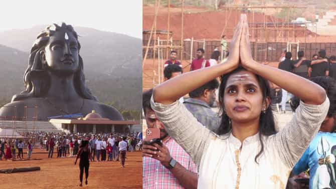 ಚಿಕ್ಕಬಳ್ಳಾಪುರ: ನಂದಿ ನೋಡಲು ಬಂದವರು, ಒಂಟಿ ಕಾಲಲ್ಲಿ ನಿಂತು ಯೋಗ-ಭಕ್ತಿ ಭಾವದಿಂದ ಆದಿಯೋಗಿ ಶಿವನ ಕಣ್ತುಂಬಿಕೊಂಡರು! ಚಿತ್ರಗಳಿವೆ ನೋಡಿ