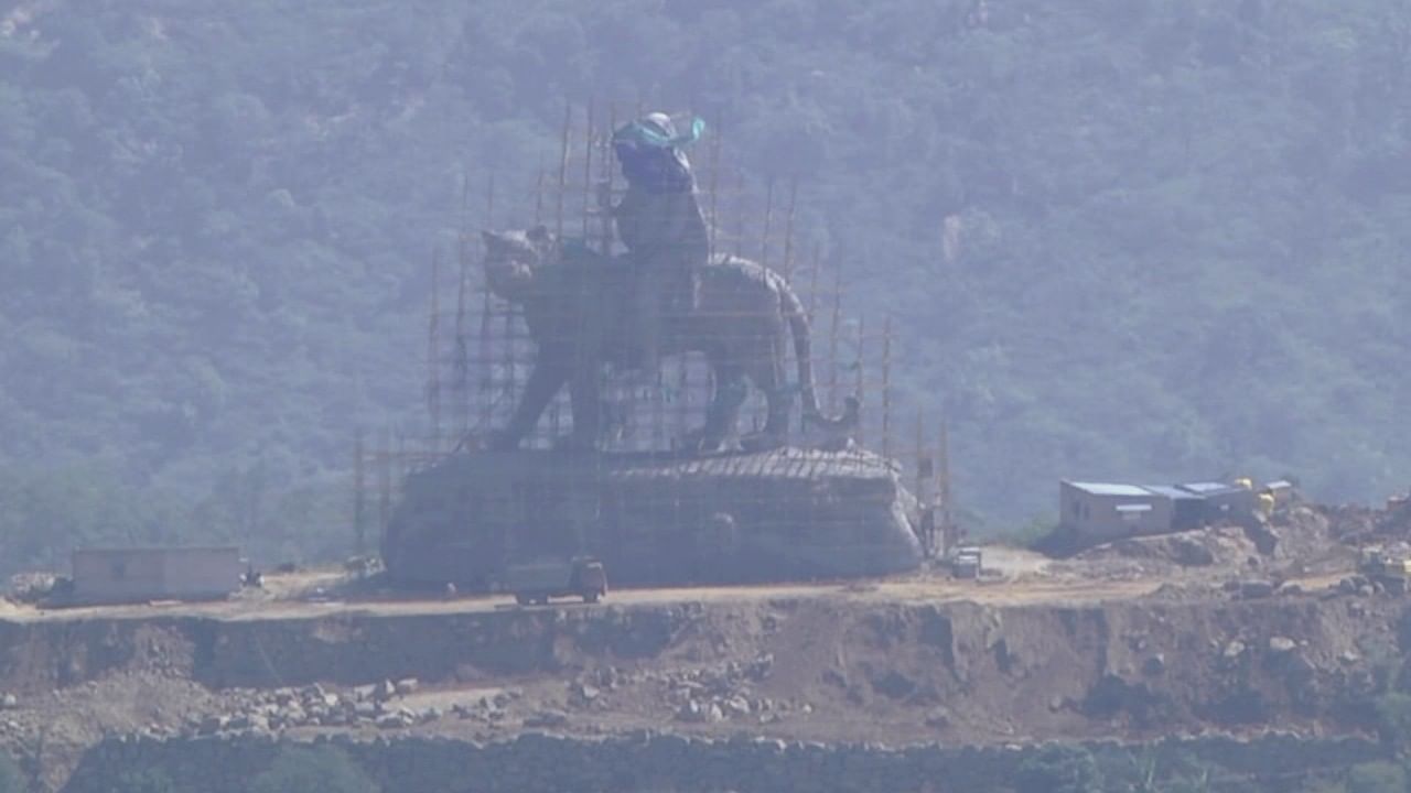 Lord Mahadeshwara statue construction at Sri Male Mahadeshwara Swamy Temple in chamarajanagar local farmers face problem