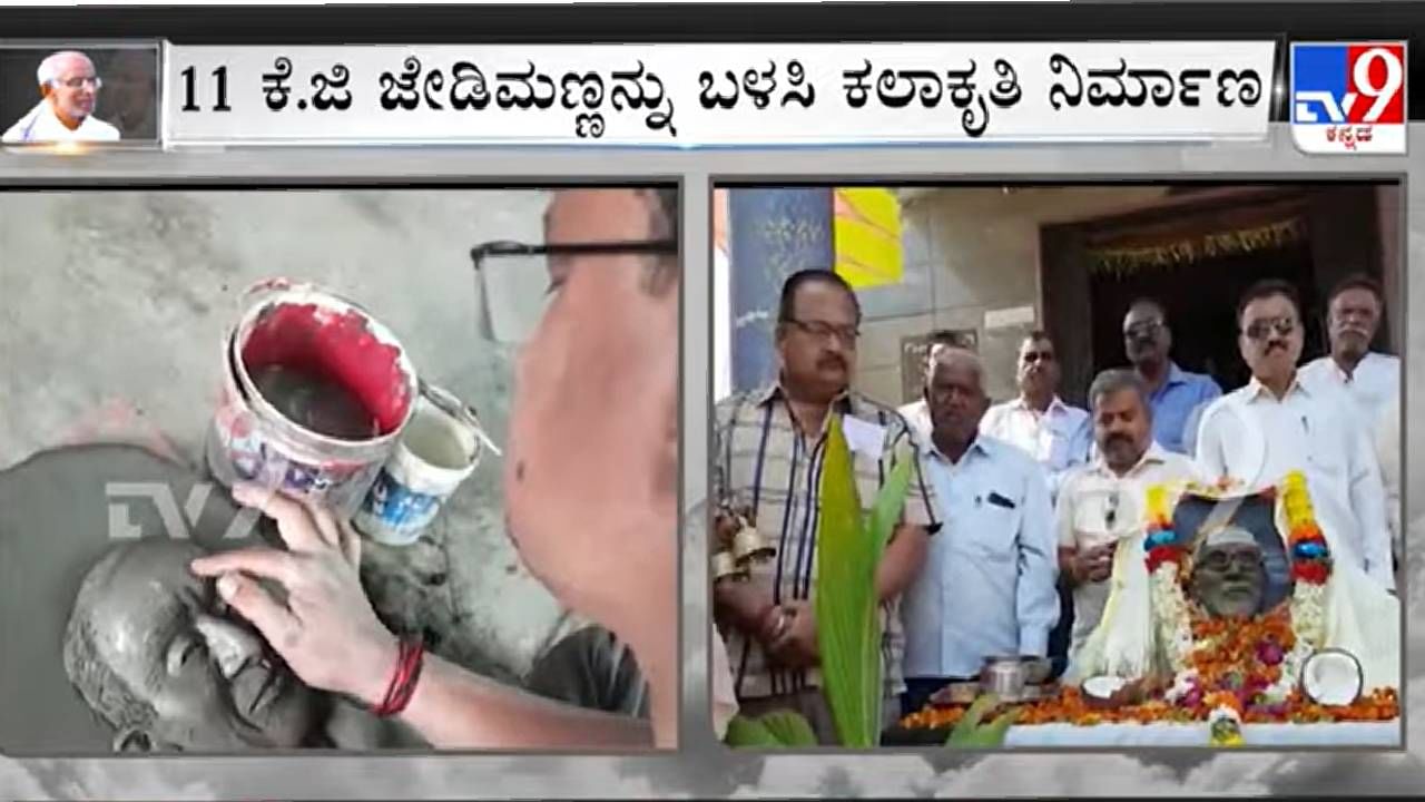 Dharwad:  ಮಣ್ಣಿನಿಂದ ಶ್ರೀಗಳ ಕಲಾಕೃತಿ ನಿರ್ಮಾಣ ಮಾಡಿ ವಿಶೇಷ ಪೂಜೆ ಸಲ್ಲಿಸಿದ ಭಕ್ತರು