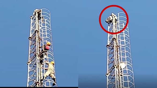 ಧಾರವಾಡ: ಸಿಗರೇಟ್​ಗಾಗಿ ಮೊಬೈಲ್ ಟವರ್ ಏರಿ ಕುಳಿತ ಮಾನಸಿಕ ಅಸ್ವಸ್ಥ