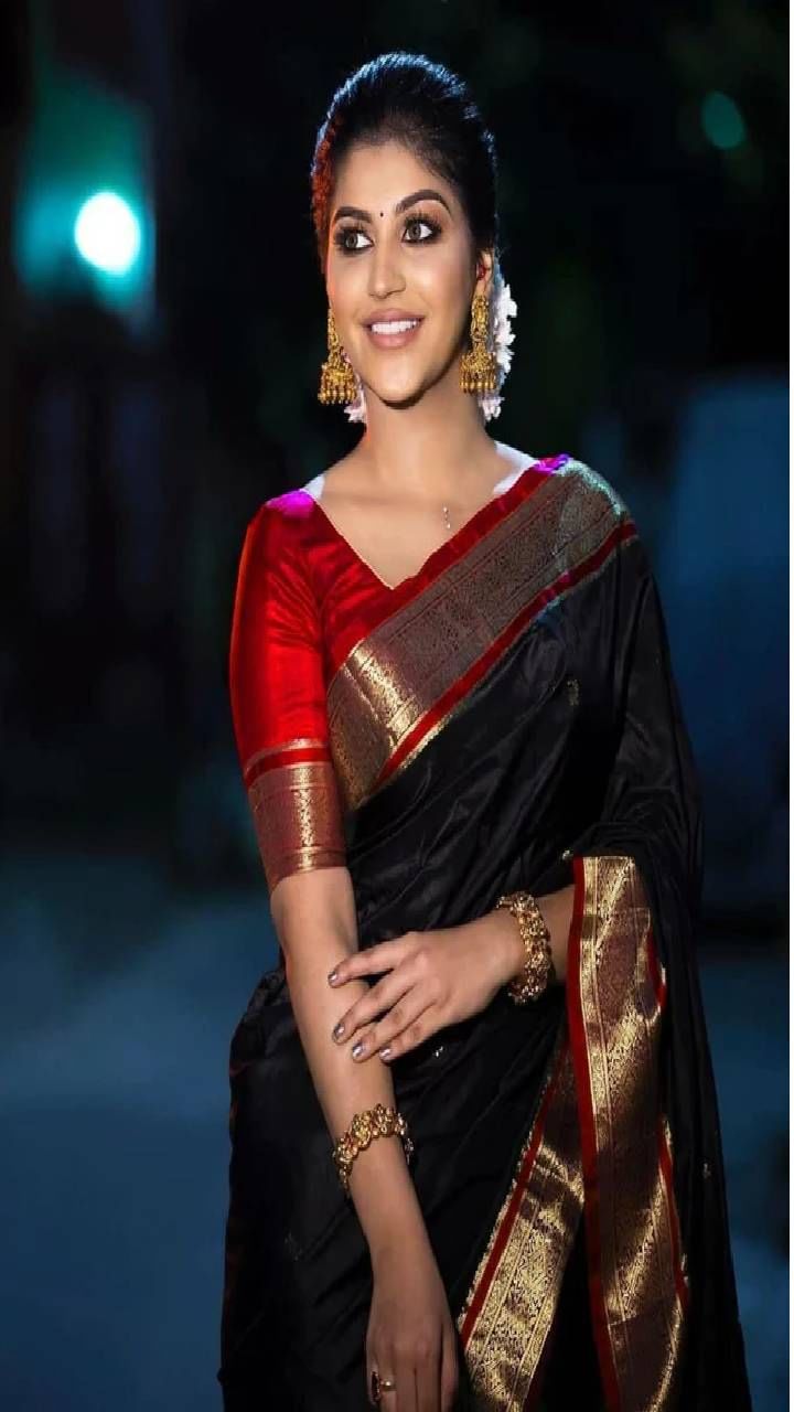Pure Lichi Silk Saree Haevy Weaving Black