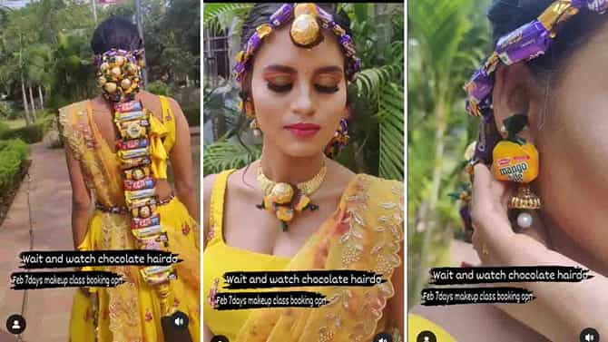 ಚಾಕೊಲೇಟ್​ ವಧು; ದಯವಿಟ್ಟು ಇರುವೆ, ಮಕ್ಕಳಿಂದ ದೂರವಿರಿ ಎಂದ ನೆಟ್​ಮಂದಿ